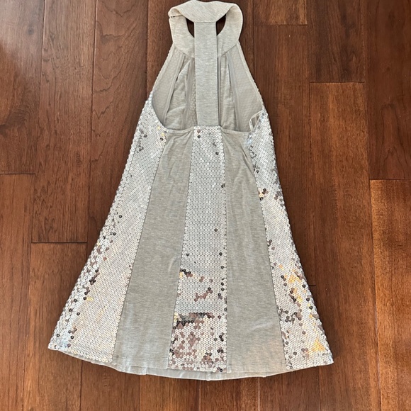 LaRok Halter Gray Dress with Striped Silver Sequins - XS - NWOT - Picture 2 of 4